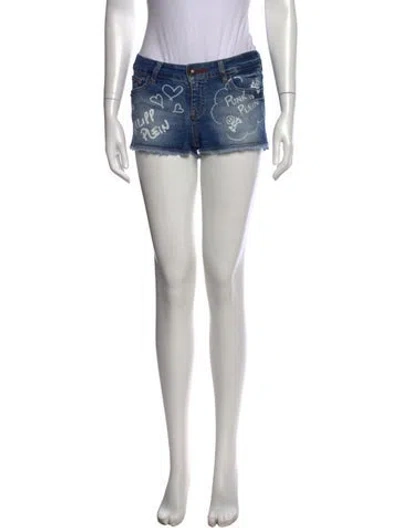 Pre-owned Philipp Plein Graphic Print Mini Shorts In Blue