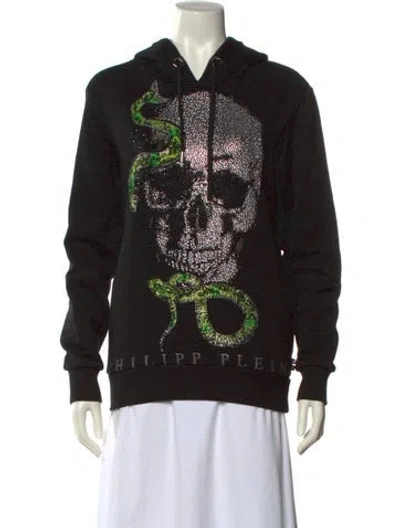 Pre-owned Philipp Plein Graphic Print Mock Neck Sweatshirt In Black