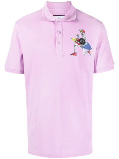 Philipp Plein Graphic-print Polo Shirt In Purple