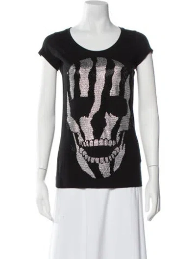 Pre-owned Philipp Plein Graphic Print Scoop Neck T-shirt In Black