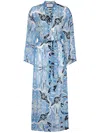Philipp Plein Graphic-print Silk Kaftan Dress In Blue