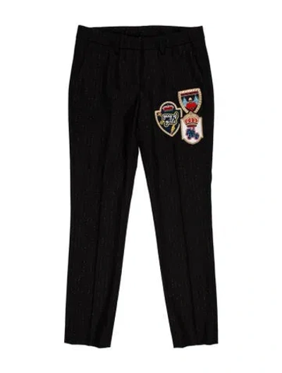 Pre-owned Philipp Plein Graphic Print Skinny Leg Pants In Black