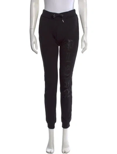 Pre-owned Philipp Plein Graphic Print Skinny Leg Pants In Black