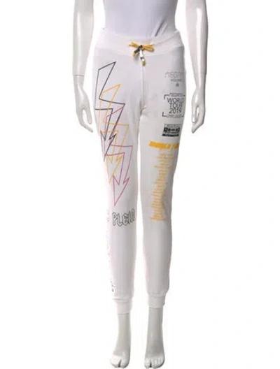 Pre-owned Philipp Plein Graphic Print Skinny Leg Pants In White