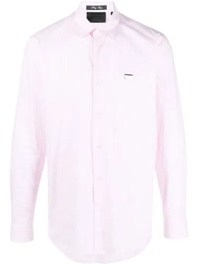 Philipp Plein Graphic-print Striped Shirt In Pink