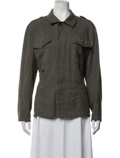 Pre-owned Philipp Plein Graphic Print Utility Jacket In Green