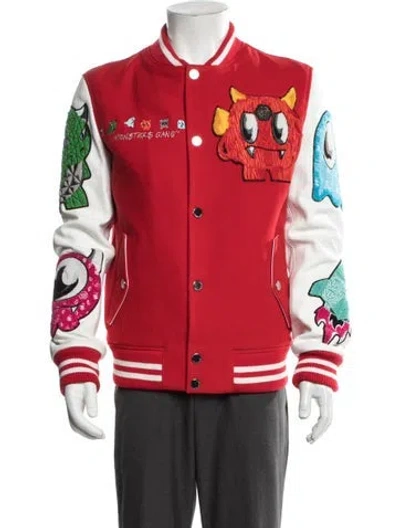 Pre-owned Philipp Plein Graphic Print Varsity Jacket In Red