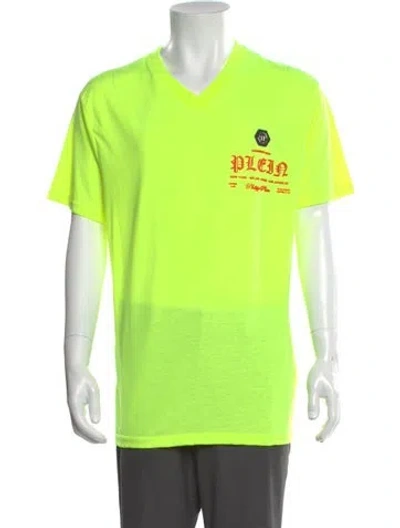 Pre-owned Philipp Plein Graphic Print V-neck T-shirt In Green