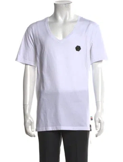 Pre-owned Philipp Plein Graphic Print V-neck T-shirt In White