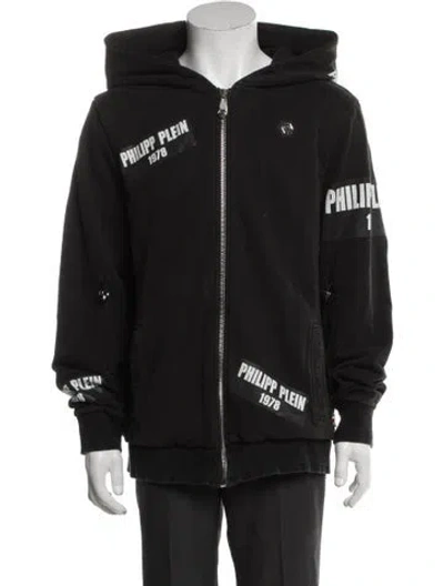 Pre-owned Philipp Plein Graphic Print Windbreaker In Blue