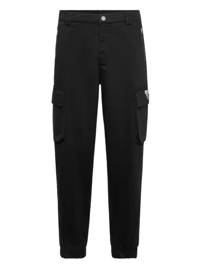 Philipp Plein Greatness Embroidered Cargo Trousers In Black