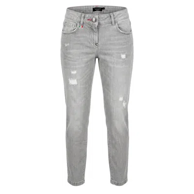 Philipp Plein Grey Fabric Women Jeans In Gray