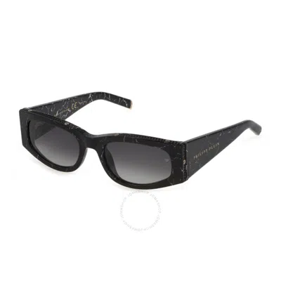 Philipp Plein Grey Gradient Oval Ladies Sunglasses Spp025s 0869 55 In Black