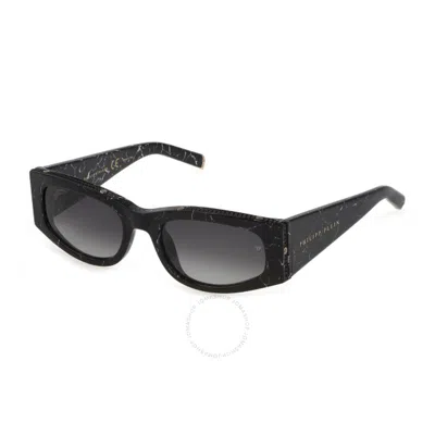Philipp Plein Grey Gradient Oval Ladies Sunglasses Spp025s 0869 55 In Black / Grey