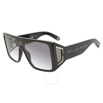Philipp Plein Grey Gradient Shield Unisex Sunglasses Spp014v 0700 99 In Black