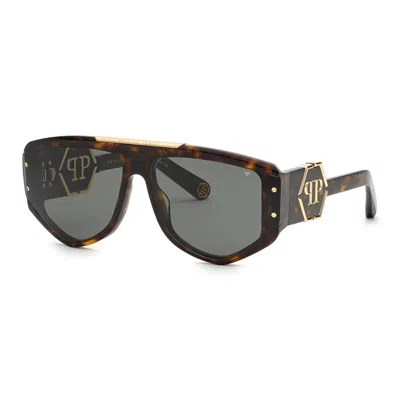 Philipp Plein Grey Green Pilot Ladies Sunglasses Spp093m 0722 65