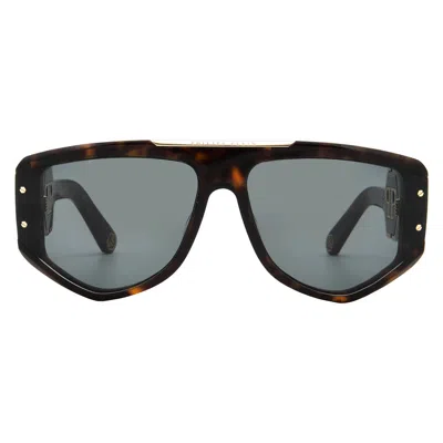 Philipp Plein Grey Green Pilot Ladies Sunglasses Spp093m 0722 65 In Brown
