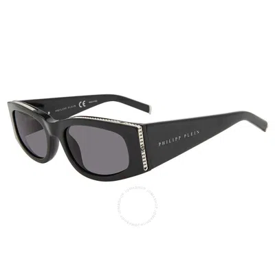 Philipp Plein Grey Oval Ladies Sunglasses Spp025s 0700 55 In Black