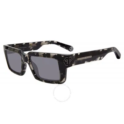 Philipp Plein Grey Rectangular Men's Sunglasses Spp044m 809x 53 In Black