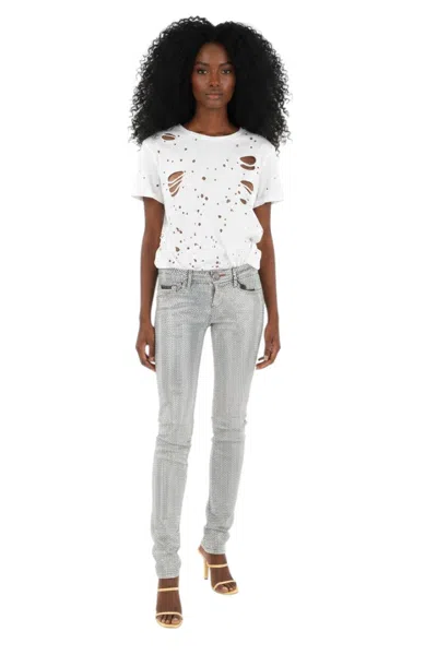 Philipp Plein Grey Slim Mid Rise Jeans In Gray