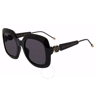 Philipp Plein Grey Square Ladies Sunglasses Spp065s 0700 55 In Black