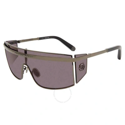 Philipp Plein Grey Wrap Men's Sunglasses Spp013m 0568 99 In Grey / Gun Metal / Gunmetal