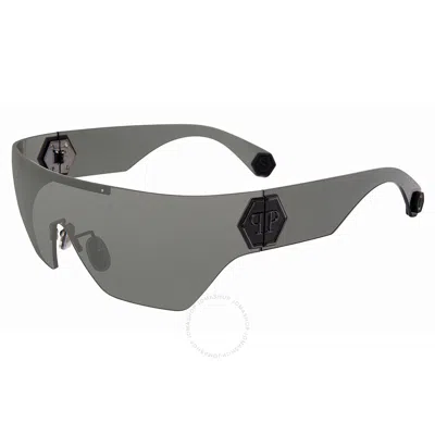 Philipp Plein Gunmetal Shield Men's Sunglasses Spp029m 0568 99 In Green