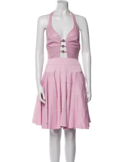Pre-owned Philipp Plein Halterneck Knee-length Dress In Pink