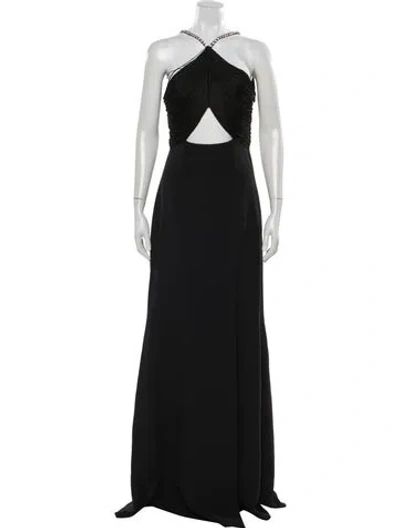 Pre-owned Philipp Plein Halterneck Long Dress In Black