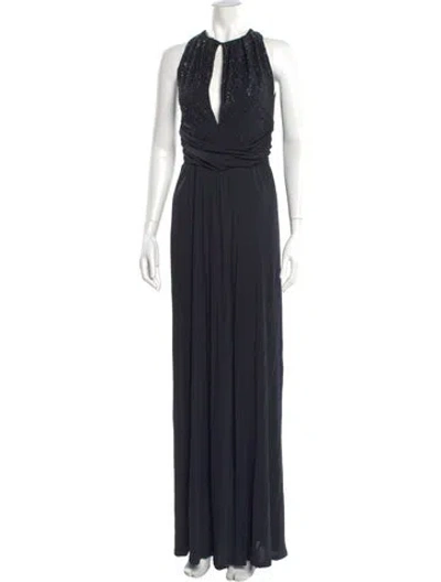 Pre-owned Philipp Plein Halterneck Long Dress In Blue