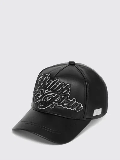 Philipp Plein Eco Leather Cap Signature Unisex In Black