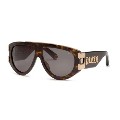 Philipp Plein Havana Acetate+metal Sunglasses In Brown