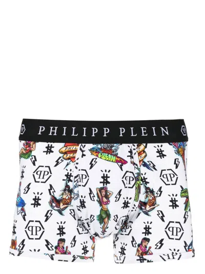 Philipp Plein Hawaii-print Boxer Shorts In White