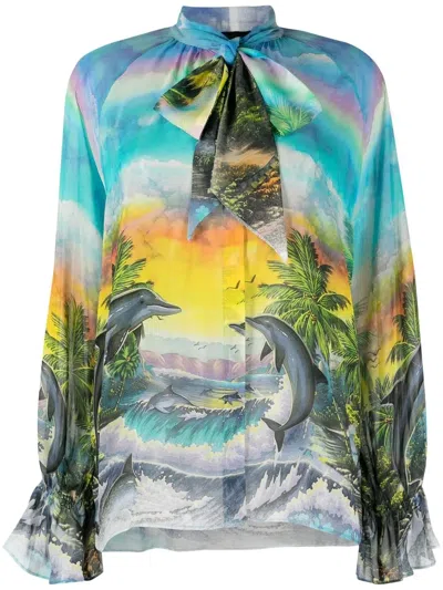 Philipp Plein Silk Chiffon Shirt Hawaii Women In Multi