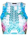 Philipp Plein Hawaii-print Cropped Top In Blue