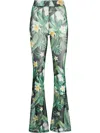 Philipp Plein Hawaii-print Flared Trousers In Green