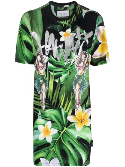 Philipp Plein Hawaii-print T-shirt In Green
