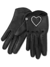 Philipp Plein Heart-appliqué Leather Gloves In Black