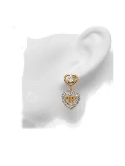 Philipp Plein Heart-charm Drop Earrings In Gold