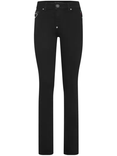 Philipp Plein Heart Denim Jeggings In Schwarz
