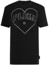 Philipp Plein Heart Motif Cotton T-shirt In Black