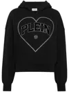 Philipp Plein Heart-motif Rhinestone-embellished Hoodie In Black