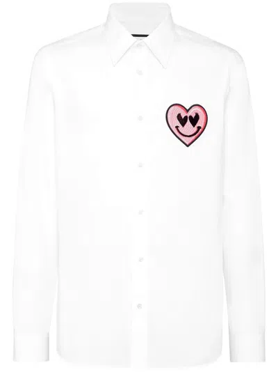 Philipp Plein Heart-patch Shirt In Gray