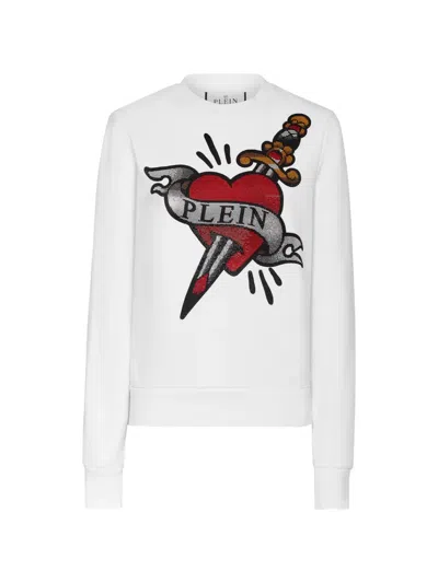 Philipp Plein Heart Sweatshirt In White
