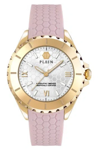 Philipp Plein Heaven Silicone Strap Watch, 38mm In Gold/pink