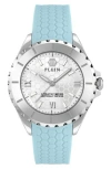 Philipp Plein Heaven Silicone Strap Watch, 38mm In Stainless Steel/blue