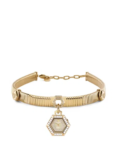 Philipp Plein Hexagon 27mm Neklace Watch In Gold
