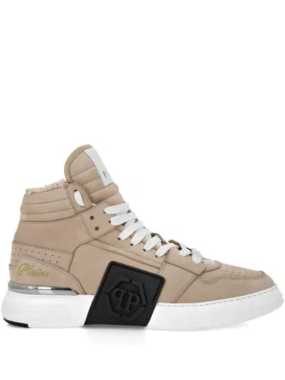 Philipp Plein Hexagon-appliqué Sneakers In Neutral