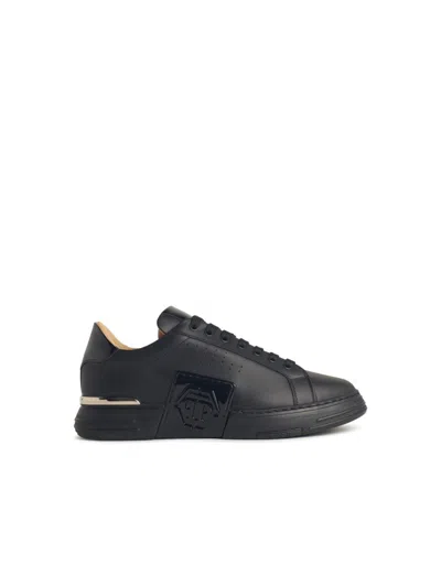 PHILIPP PLEIN PHILIPP PLEIN HEXAGON' BLACK LEATHER SNEAKERS