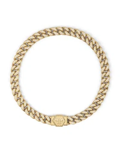 Philipp Plein Gold-tone Ip Stainless Steel Hexagon Logo Pave Cuban Link Necklace